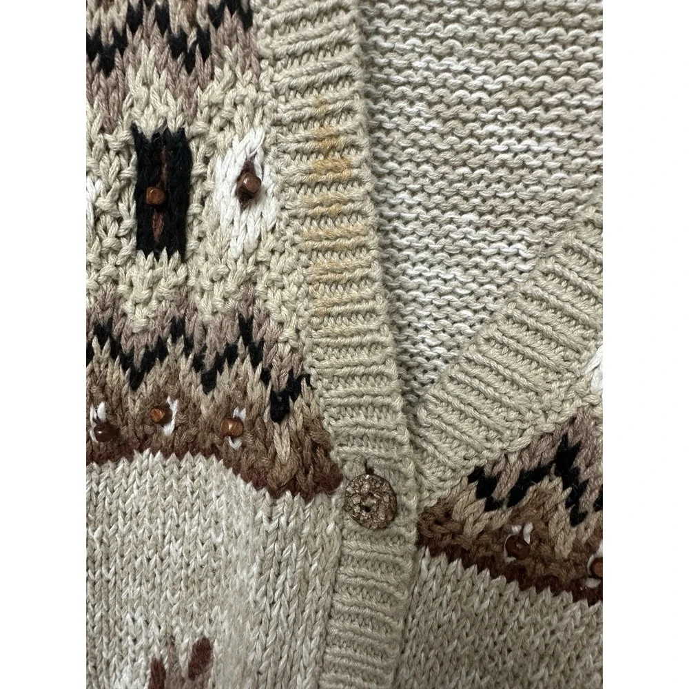 Vintage Koret Button Front Sweater Vest Giraffe Tiger Grannycore Women's Plus 1X